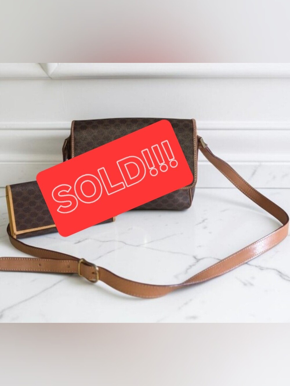 Vintage Celine Macadam Shoulder Bag W/ Celine Triomphe Wallet-COA W/purchase